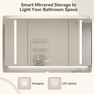 Meubles-lavabos de salle de bain luxueux avec miroir intelligent et grand tiroir, meuble-lavabo suspendu avec bande métallique dorée - Product Image 5