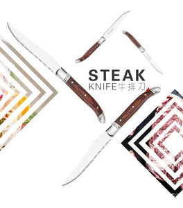 Couteau à steak <span class=keywords><strong>Laguiole</strong></span> de luxe en acier inoxydable de haute qualité, à lame dentelée, manche en bois, ensemble de couteaux de chef écologiques pour usage en restaurant - Product Image 4