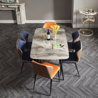 Ensemble table et chaises de salle à manger en bois brillant de style italien moderne, luxe léger, forme rectangulaire, pour la maison, petit appartement