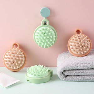 Brosse de massage corporel humide et sèche pour adultes, douce, pour le nettoyage domestique, peigne de massage de bain, brosse de massage pour la tête en paille de blé et silicone, pour le shampoing - Product Image 2