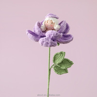 Fée en fleurs avec branches, faite main, tricotée et au crochet, de haute qualité, avec feuilles
