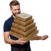 Boîte à pizza jetable en carton ondulé rigide, écologique, avec logo personnalisé imprimé, doublée d'éponge, qualité alimentaire, vente en gros