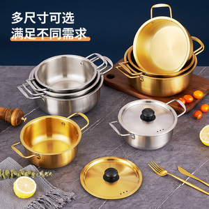 Olla pequeña de acero inoxidable Aoran de 2.1-3L con doble asa y tapa para cocinar sopa de fideos ramen - Product Image 2