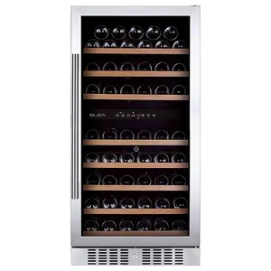 Nevera de vino comercial Vinopro 270L, puerta de vidrio de acero inoxidable sin costuras, nevera de vino y armario de 94 botellas para comercial