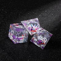Ensemble de 7 dés polyédriques en résine transparente avec paillettes violettes et étoiles de mer flottantes pour DnD Pathfinder et jeux de table
