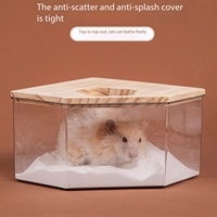 Bac à sable transparent grand format pour hamsters - Bac à litière 2-en-1 pour hamsters syriens, décoration de cage anti-éclaboussures