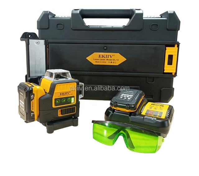 EKIIV Hot Sale Lazer Level Water Proof 12 Lines 3d Cross Line 360 Laser Level Green Beam Nivel Laser Remote for Construction