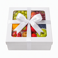 Boîte Cadeau Blanche pour Fruits Mixtes avec Compartiments, Bordure Dorée, Logo Personnalisé, Emballage de Luxe pour Panier de Fruits, Vente en Gros pour Marques
