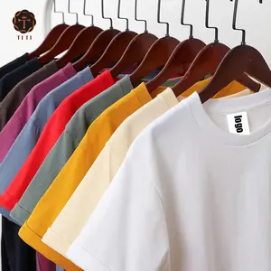 Camiseta de algodón pesado de alta calidad al por mayor, camiseta personalizada con serigrafía en blanco para hombre, camiseta gráfica lisa a granel