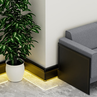 Plinthe à LED noire et grise Plinthe en aluminium Planche de plancher d'éclairage avec accessoires de sol en aluminium