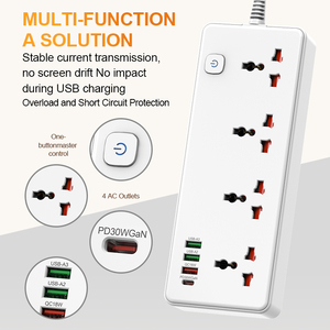 Regleta de Enchufes GAN con Puertos USB, Cable de Extensión, Protector de Sobretensión, Regleta de Enchufes con Puerto USB - Product Image 4