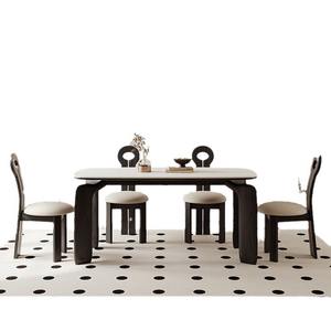 Chaise de salle à manger vintage à dossier haut en bois massif et rembourrée pour salle à manger - Product Image 4