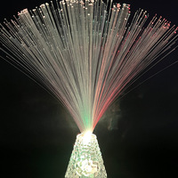 Lampe d'ambiance LED à fibres optiques colorées, base texturée transparente, lampe de table, décoration de mariage, souvenir pour la maison