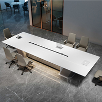 Table blanche de luxe moderne, meuble personnalisé, brillant, pour salle de réunion, meubles de bureau, Table de conférence