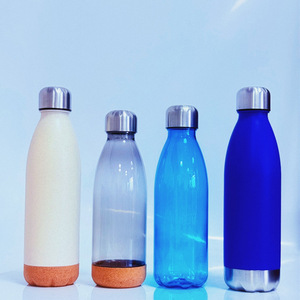 <b>Plastic</b> Water Bottle With Stainless Steel Bottom Reusable Travel <b>Drinkware</b> Cylindrical Shape General Use - Product Image 4