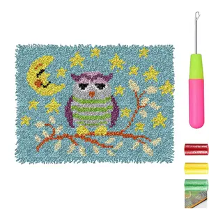 Karpet burung hantu kartun berbentuk persegi panjang buatan tangan karpet bantal Diy perlengkapan karpet kait kait kait