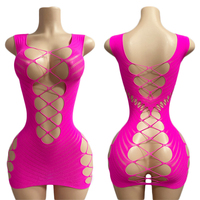 Ensemble de lingerie sexy et érotique en dentelle fendue avec porte-jarretelles, style exotique pour la danse et le strip-tease