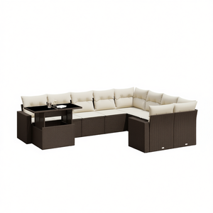 Ensemble de canapés de jardin modulaires élégants en rotin brun, mobilier d'extérieur avec coussins en mousse haute densité pour usage extérieur - Product Image 1
