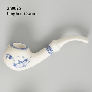 Muxiang Ceramic Smoking Pipe Bent Type Blue And White Porcelain Tobacco Pipe For Gift - Product Image 3