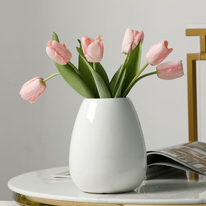 समकालीन आधुनिक गोल सिरेमिक मिट्टी के बरतन सादे सफेद डिजाइन के लिए सरल सफेद डिजाइन उपयुक्त घर का उपयोग शीर्ष तालिका वेस - Product Image 3