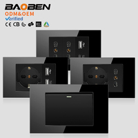 BAOBEN Panneau de prise standard italien EU avec module d'interrupteur DIY à charge rapide USB-C (Noir)