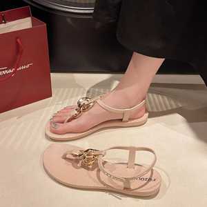 Clip Toe <b>Beach</b> Sandals Women Summer Fashion Roman Style Open Toe Breathable Slippers Casual Flat Outer Wear <b>Shoes</b> - Product Image 3