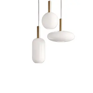 2022 New Pendant Lighting Fixture Milk White Glass Pendant Lamp Contemporary Gold Pendant Light Bar Nordic