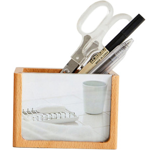 Solid Wood Pen Holder Square Beech Desktop Storage Box With Lamination <b>Printing</b> <b>Office</b> Stationery Organizer - Product Image 5