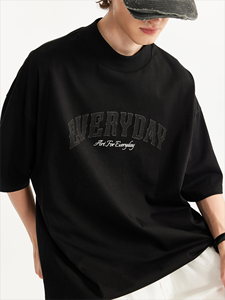 T-Shirt 260 in cotone pesante GSM con collo alto 100% cotone personalizzato ricamato Oversize T-Shirt con stampa gonfiata - Product Image 4