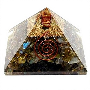 Pyramide d'orgone artisanale en agate naturelle et labradorite, pierre semi-précieuse chargée de Reiki, pour la décoration intérieure (vente en gros) - Product Image 1