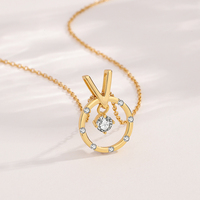 Pendentif de luxe en argent sterling 925 incrusté de moissanite VVS ronde plaqué or 18 carats pour collier femme
