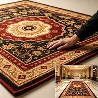 Tapis rectangulaire vintage persan à motif floral orné, antidérapant, pour salon, tapis de sol de luxe de style européen