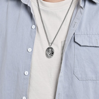 Factory Spot Wholesale 14Pcs Collier pendentif en acier inoxydable tridimensionnel Saint européen et américain