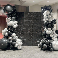 Kit de guirlande de ballons noirs et argentés de luxe avec ballons en aluminium étoilés et ballons confettis pour la remise des diplômes, fête disco rétro, anniversaire