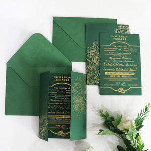 <span class=keywords><strong>Invito</strong></span> Matrimoniale in Carta Verde con <span class=keywords><strong>Design</strong></span> Floreale Rustico e Busta - Product Image 4
