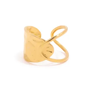 Новое Трендовое 18 карат золото и посеребренное широкое кольцо подарок из нержавеющей стали простое волнистое Открытое кольцо для женщин