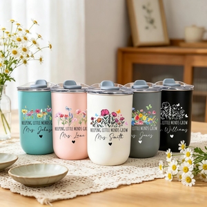 <span class=keywords><strong>Gobelet</strong></span> isotherme <span class=keywords><strong>personnalisé</strong></span> pour enseignant(e) motif fleurs sauvages, grande capacité, portable, en acier inoxydable, pour fin de cours, avec nom gravé - Product Image 1
