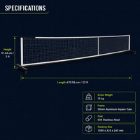 JUQIAN 22FT Filet de pickleball professionnel robuste en tuyau de fer avec finition peinte, poteaux amovibles, kit de terrain portable pour extérieur
