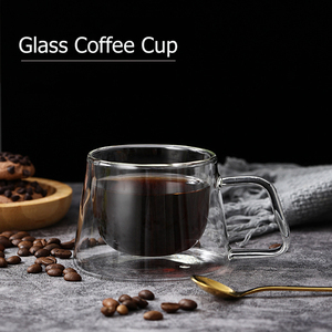 Tasse à café en verre tasse 200ml tasse à café carrée en verre à <span class=keywords><strong>double</strong></span> paroi vente en gros - Product Image 6