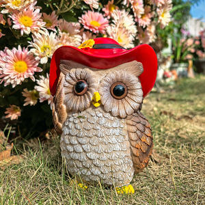 Sınır Ötesi Popüler Yapay Boyalı Baykuş Süsü Balkon Avlu Bahçe Dekorasyonu Reçine Model Küçük Bahçe Peyzajı - Product Image 4