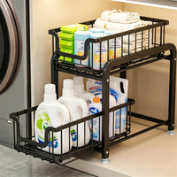 Étagère pliable sous évier à 2 niveaux, organisateur coulissant en acier carbone antirouille pour rangement de placard de cuisine, vente en gros OEM