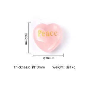 Pierres gravées inspirantes 2026 en quartz rose, mots : Amour, Cœur, <span class=keywords><strong>Bonheur</strong></span>, Gentillesse, Paix, Chance, Rêve, <span class=keywords><strong>Sagesse</strong></span>, Courage, Croire - Product Image 3