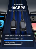 Câble d'extension USB C 1FT USB 3.2 10Gbps mâle à femelle Type C 3.1 5A PD100W câble de charge rapide vidéo 4K pour Switch MacBook Pro