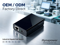 Inyector PoE de 30W, Entrada 90-264Vac, 48Vdc/0.6A, 10/5/2.5/1G, 802.3at, Tamaño Mini, CE FCC UL, para Puntos de Acceso y VoIP, Hynapower HP-PE30G