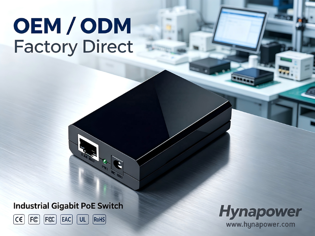 30W PoE Injector 90-264Vac Input 48Vdc/0.6A 10/5/2.5/1G 802.3at Mini Size CE FCC UL for Access Points & VoIP Hynapower HP-PE30G