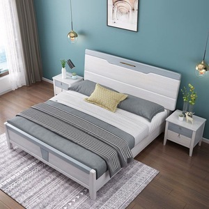 <b>White</b> Solid Wood <b>Bed</b> 1.8M Double <b>Storage</b> High Box Modern Minimalist Oak Bedroom Furniture - Product Image 2
