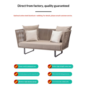 Canapé <span class=keywords><strong>en</strong></span> <span class=keywords><strong>rotin</strong></span> minimaliste moderne pour l'extérieur - Imperméable et résistant au soleil ; Idéal pour les cours, les jardins et les balcons. - Product Image 2