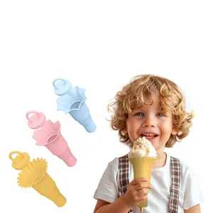 Cone Tray Personalized Reusable Cute Storage Scoop Freezer Holder Lid Maker Pop Dessert Container Silicone Ice Cream Cup Mold