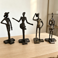 Ensemble de figurines abstraites en fonte moderne, 1 pièce, statues humaines artistiques, décoration de table rustique en métal fait main, étagère de bureau