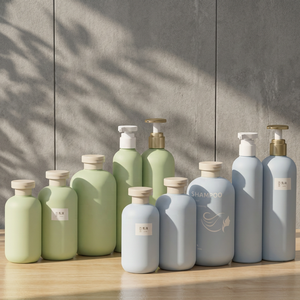 Bouteilles Vides de Haute Qualité 200/250/300/400/500ml en Plastique Vert Clair/Marron pour Shampoing, Pompes Doseuses, Masques Visage, Lotions - Product Image 1